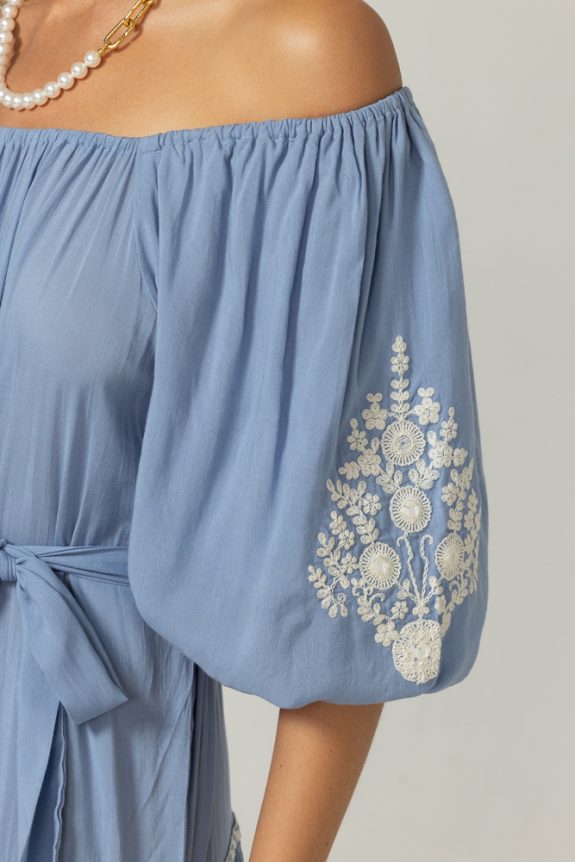 Zaya Off Shoulder Maxi Dress Miss June Blue - Image 2