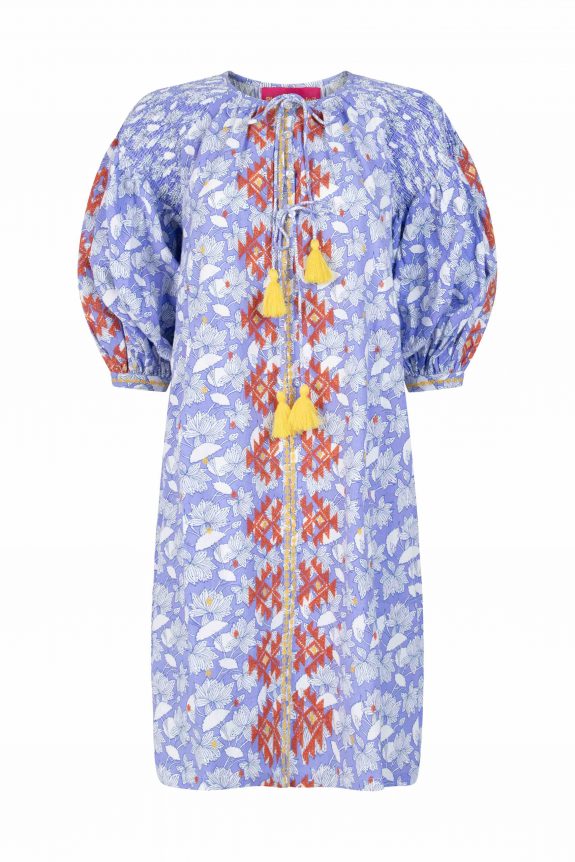 Place du Soleil Blumenkleid blau