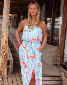Place du Soleil strapless dress with print