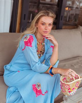 Place du Soleil dress with tiger embroidery