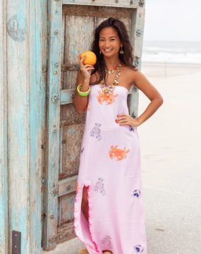 Place du Soleil bandeau dress with crab print