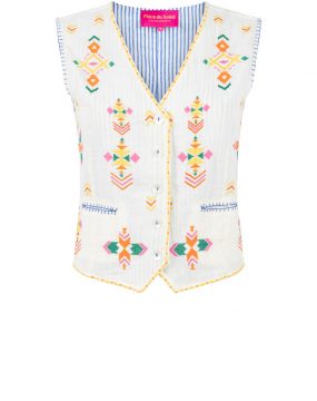 Place du Soleil vest with embroidery