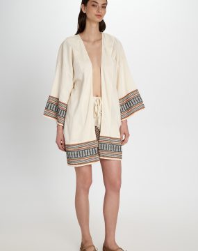 Pearl & Caviar kimono with embroidery