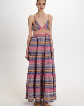 Pearl & Caviar maxi dress with ethnic stripes