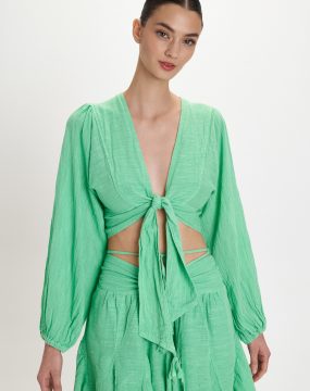 Pearl & Caviar top with tie knot