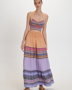 Pearl & Caviar maxi skirt with ethnic stripes