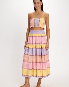 Pearl & Caviar maxi skirt with pastel stripes