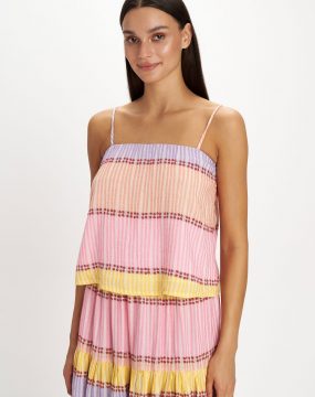 Pearl & Caviar top with pastel stripes