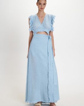 Pearl & Caviar wrap skirt in light blue