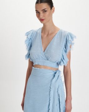 Pearl & Caviar cropped top in light blue