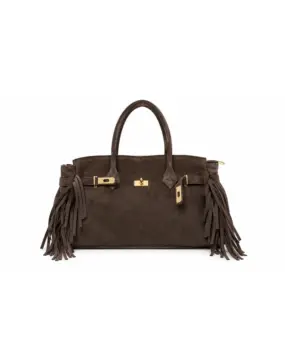 Leather bag with fringe